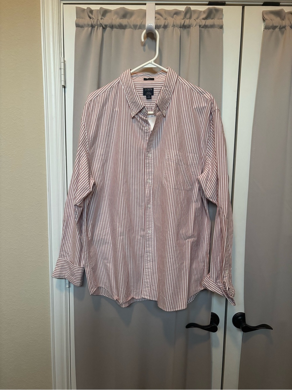 J. Crew Men’s Red and White Striped Button-Down Shirt